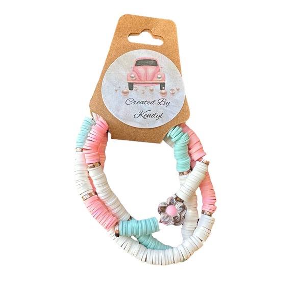 Elegant Flower Bracelets- Set of 2 - Picture 2 of 3